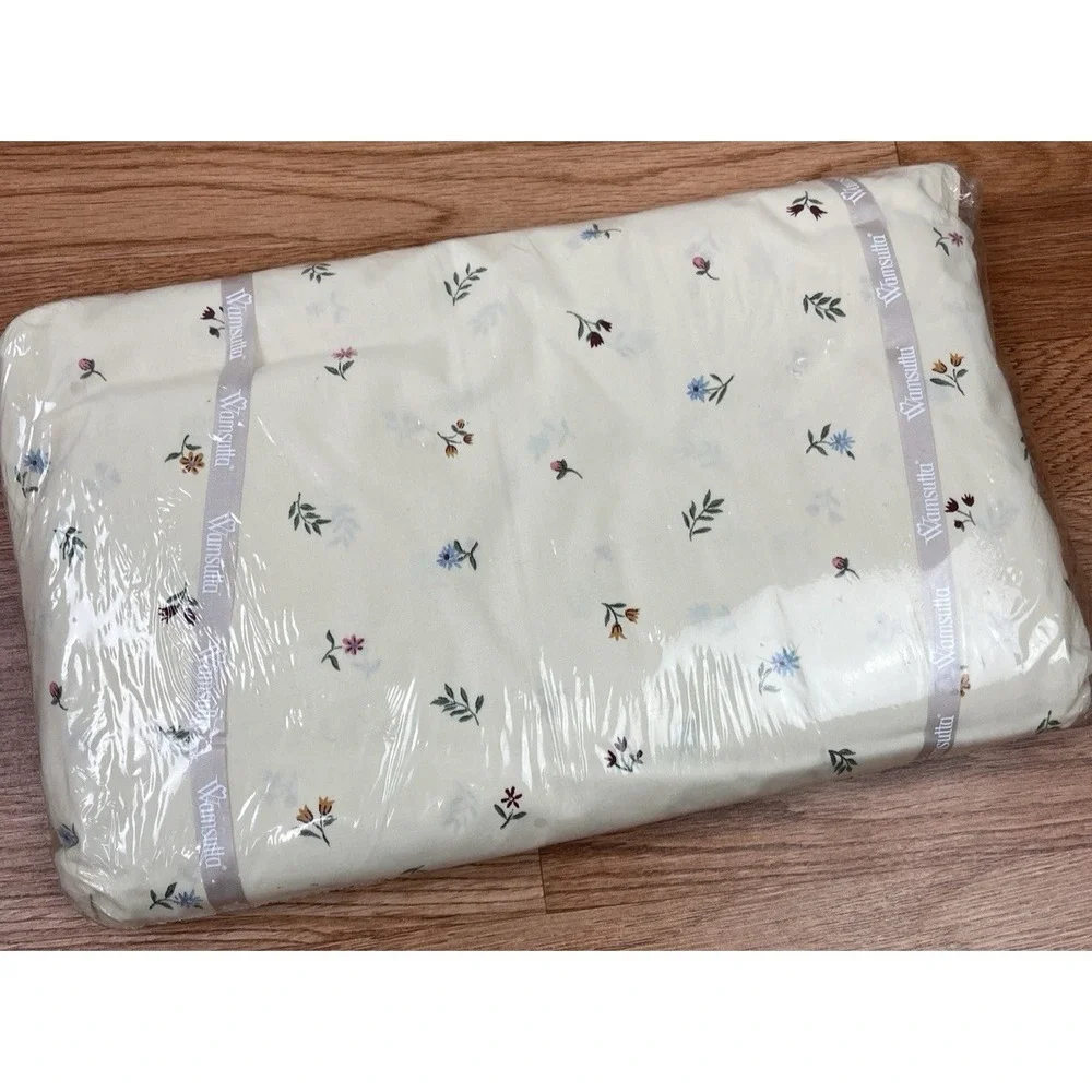 Vintage Wamsutta Supercale Plus King Size Fitted Sheet Cream Floral NEW